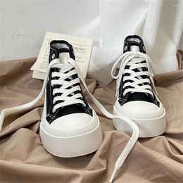 Casual Shoes Women'S White High Sneakers Canvas Sports Flat Platform Running Rubber Sole Simple Anime Korean Vulcanize Spring