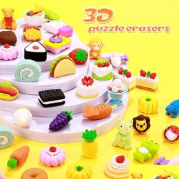 Erasers Wholesale 20st / Lot Varierar djurnyhet Olika typer av Kawaii Kids Panda Tiger Elephant ... 221118 Drop Delivery Office DH5RY