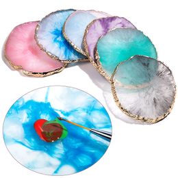 NEWBY Nail Tools Round Color Plate 6 Color Resin Agate Nail Art Color Tone Display Board