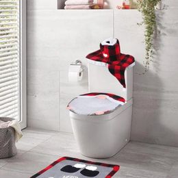 Toilet Seat Covers Christmas Cover Funny Gnome 4PCS/Set Tissue Box Tank For Bathroom Decorations