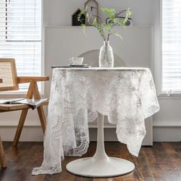 Table Cloth Simple White Lace Embroidered Tablecloth Pography Background Flower Prop Tableclothes