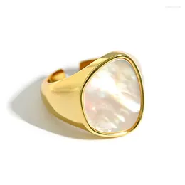 Cluster Rings Vintage Mother Of Pearl Women Sterling Silver 925 18k Gold Adjustable