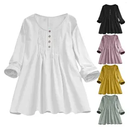 Women's T Shirts Retro Loose Design Round Neck Thin Breathable Cotton Linen Top Workout Clothes For Women 2x Blouse