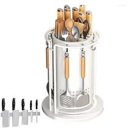 Kitchen Storage Rotating Cutter Holder Chopstick Cylinder Rustproof Silverware Stand Utensil Organiser Knife