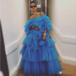 Party Dresses Amazing Ball Gown Puffy Tulle Prom Formal Dress Royal Blue Layered Floor Length Evening Fashion Wear