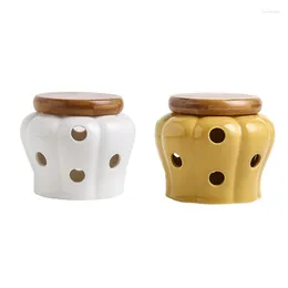 Storage Bottles Easy To Clean Jar Garlic Container Hollow Out Ceramic Candy Box