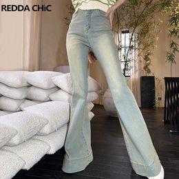 Women's Jeans REDDACHiC 2000s Vintage Y2k Pants Women Flared Yellow Mud Stretchy Bootcut Loose High Waist Trousers Female Acubi Fashion