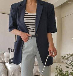 Women's Suits Office Ladies Blazers Jackets Women Loose Casual Single Breasted Coats Linen Korean Outerwear Casaco 2024 Summer U980