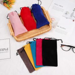 Solid Color Soft Sunglasses Bags Colorful Drawstring Eyeglasses Pouch Myopia Customized Glass Case Eyewear Accessories 18*9 cm