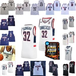 2024 Final Four 4 Patch UConn Huskies Jersey de basquete NCAA College Cam Spencer Alex Karaban Tristen Newton Donovan Clingan Stephon Castle Diarra Sanogo Bueckers