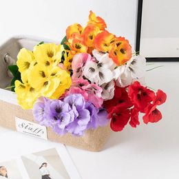 Decorative Flowers Artificial Pansy Silk Fake Butterfly Orchid Flower Home Office Wedding Decoration Table Centerpieces