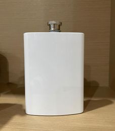 7oz Subliamtion Hip Flask white Stainless Steel Flask Screw Cap Whiskey Wine Bottle Whole DIY Drink Liquor Whisky Alcohol prot8145472