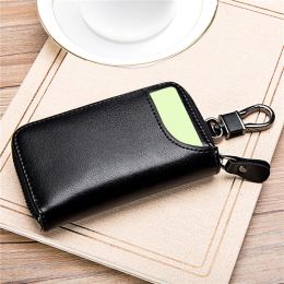 Leather Keychain Men Women Key Holder Organiser Pouch PU Case Split Car Key Wallet Housekeeper Key Case Mini Card Bag
