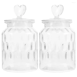 Storage Bottles 2 Pcs Glass Jar With Lid Coffee Canister Container Sealed Grain Containers Food