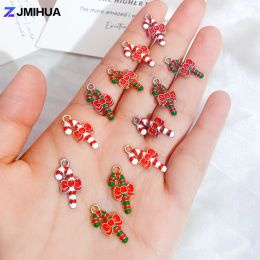 15pcs Enamel Christmas Charms Santa Claus Elk Tree Bell Pendants For DIY Jewelry Making Party Gifts Supplies Accessories