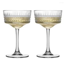 Wine Glasses 2 Pcs Elysia Champagne Coupes Retro Carved Goblet Bar Party Cocktail Martini Glass Ice Cream Dessert Cups