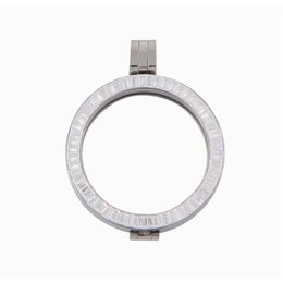 Pendant Necklaces Vinnie Design Jewellery High Quality Stainless Steel 35mm Crystal Frame Silver Colour Open Coin Locket 10pcs lotPen2592