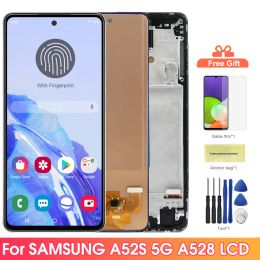 A52s 5G Display Screen for Samsung Galaxy A52s 5G A528 A528B A528B/DS Lcd Display Digital Touch Screen with Frame Replacement