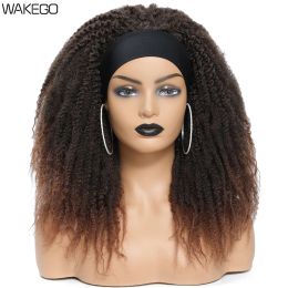 Wigs Wakego Afro Kinky Marley Twist Wig Black Ombre Brown Hair Wig Marley Braids Headband Wig Kanekalon Synthetic Braiding Hair Wig