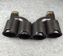 One pair H style carbon fiber exhaust end tips auto muffler Glossy Black stainless steel for Bmw with M logo233k83050184683760