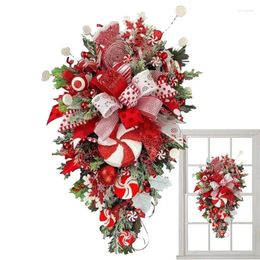 Decorative Flowers Christmas Wreath Staircase Balcony Garden Simulation Flower Vine Ring Pine Cone Ornaments Decoration Party