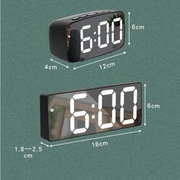 Mirror Table Clock Digital USB Alarm Snooze Display Time Night LED Light Desk Desktop Home Decor Gifts for Children