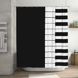 Shower Curtains Piano Keys Keyboard Black White Curtain 72x72in With Hooks Personalized Pattern Bathroom Decor