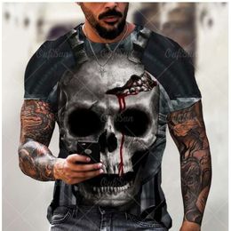 Men T Shirt Skull T Shirt Top Philips Summer Thin Anime European And American Creative Fashion 3D Digital Printing Short Sleeve Graphic Tee Wholesale Plus Size 4363