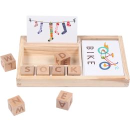 Treeyear Matching Letter Game See and Spell Learning Toy Wooden English Alphabet Card Game Machine Toys Blocks Toys for Kids