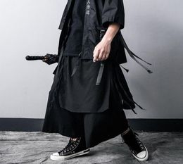 MrGoldenBowl Men039s Trend Dark Black Loose Straight Japanese Style Pants Ninja Midweight AnkleLength4170643