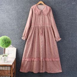 Casual Dresses Spring Sweet Floral Embroidered Dress Women Long Sleeve Midi Single Breasted XYF0223-5591