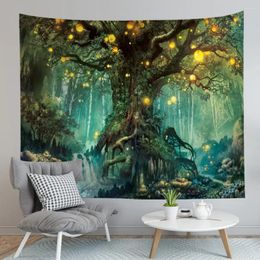 Tapestries Plant Landscape Tapestry Forest Tree Wall Hanging Beach Towel Nature Tenture Mural Polyester Carpet Yoga Mat Boho Decor