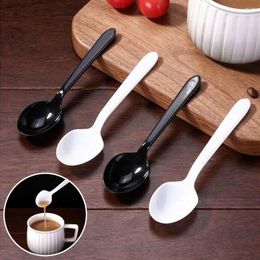 Disposable Flatware 100Pcs Plastic Spoon Dessert Soup Spoons Portable Round Head Party Tableware Tasting Ice Cream Jelly