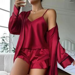 Home Clothing Champagne Pyjamas Suit Ice Silky Sleepwear Three-Piece Ladies Set Summer Smooth Clothes