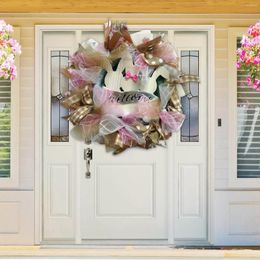 Decorative Flowers Easter Artificial DIY Wreath Classic Front Door Garland Wall Ornament Happy Home Decoration 2024