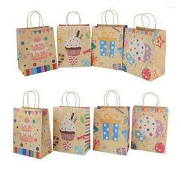 Gift Wrap 12Pcs Kraft Paper Large Bag Cookie Favor Candy Packaging Boxes Hand Carrying Food Baby Shower Birthday