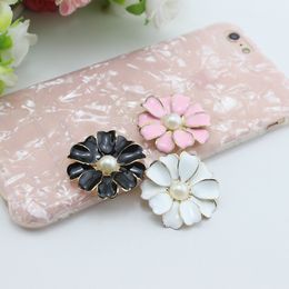 Pink black drop oil camellia mobile phone shell stick Diamond decorative accessories Korean creative handmade diy Jewellery materials