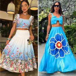 Work Dresses 2024 Summer Sexy Skirt Sets Long With Top Women's Dress High Waist Big Swinging Beach Outing Female Clothes