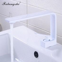 Bathroom Sink Faucets Basin Faucet Square Taps Solid Brass Art Design Black/White Single Handle Deck Mounted El Luxury WB1086