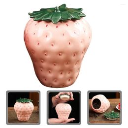 Storage Bottles Strawberry Shaped Tea Jar Ceramic Loose Container Canister Food Supply