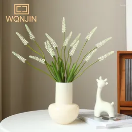 Decorative Flowers 1PC Simulation Plastic 3-Head Grape Hyacinth Violet Home Living Room Dining Table Decoration Floral Green Plants