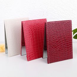 Factory direct wholesale PU vanity mirror crocodile pattern leather desktop folding mirror makeup gadget makeup mirror