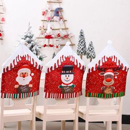 Chair Covers Cover Gift Santa Claus Elk Snowman Cap Christmas Dinner Table Party Red Hat Back Xmas Decoration