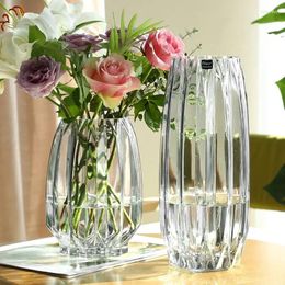 Vases Nordic Simple Large Glass Vase Transparent Colour Hydroponic Rich Bamboo Rose Living Room Flower Arrangement Ornaments