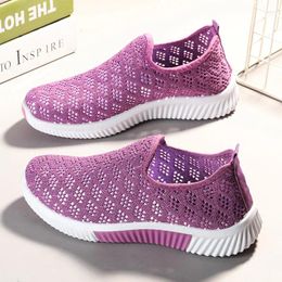 Walking Shoes 2024 Summer Korean Mesh Comfortable Women Breathable Hollow Sports Sneakers Casual Flat Ladies Solid