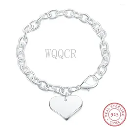 Charm Bracelets 925 Sterling Silver Love Heart Pendant Bracelet For Woman Wedding Engagement Fashion Party Jewelry