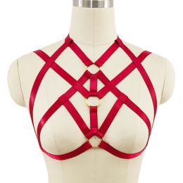 Briefs&Panties Red Body Harness Belt Elastic Adjust Wedding Garter Belt Goth Sexy Lingerie Punk Crop Top Harness Fetish Bondage Body Cage