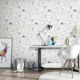 Wallpapers Blue White Fantasy Castle Wall Paper For Cartoon Kids Baby Bedroom Backdrop Mural Children's Room Wallpaper