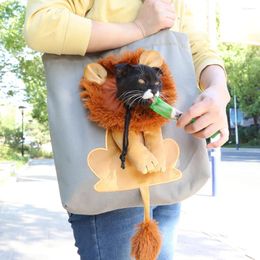 Cat Carriers Lion Pattern Dog Carrier Bags With Safety Zippers Canvas Shoulder Bag Large Capacity Soft Fashion For Outdoor Pet Activities