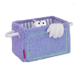 Storage Bags Large Fabric Cube Bin Eco-Friendly Foldable Toys Box Square Kawaii Cartoon Container Organiser With Handle For Bedroom